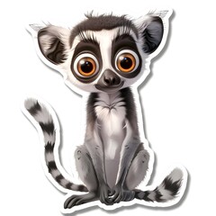 cute and funny baby Lemur sticker on a white background