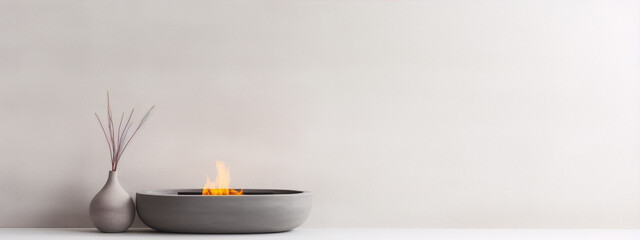 Fire and vase still life minimal art with neutral colors