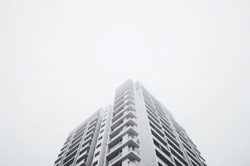 Fototapeta premium White modern building on white background with copyspace