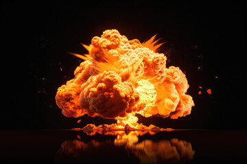 fire nuclear explosion , isolated on black background - obrazy, fototapety, plakaty