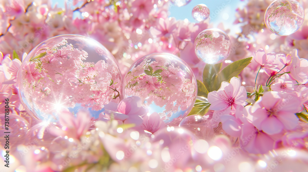 Poster summers delight: a playful array of bubbles and light, capturing the essence of joy and colorful day