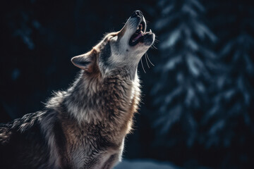Arctic Howling: Majestic White Wolf Embracing the Winter Landscape.