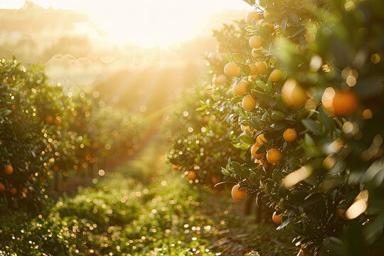 original photo of orange plantations, press photo style