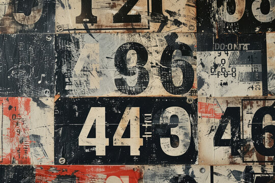 Scrapbook paper featuring large labels with random numbers and letters - Powered by Adobe