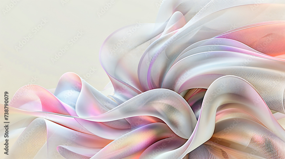 Poster silken waves: an abstract expression of color and movement, capturing the fluidity of fabric in moti