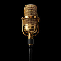 Vintage Retro goldenes Mikrofon auf schwarzem Hintergrund