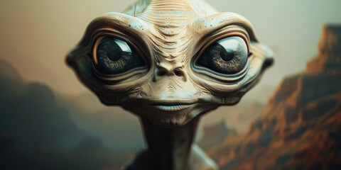 Obraz premium Extraterrestrial alien with big eyes.