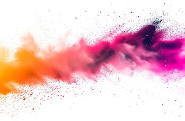 3d frame in the center with a dynamic and vibrant burst of colorful powder exploding through it with gradient of pink background