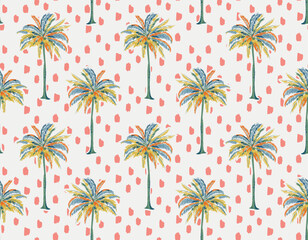 Hand draw Tropical Palm Seamless Pattern