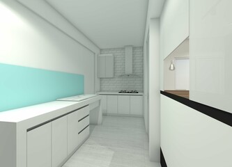 Minimalist Kitchen Concept without Material Furnishing