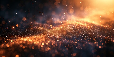 A magical night with golden light, abstract bokeh, and festive sparkling effects.