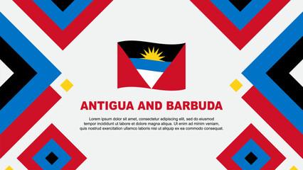 Antigua And Barbuda Flag Abstract Background Design Template. Antigua And Barbuda Independence Day Banner Wallpaper Vector Illustration. Antigua And Barbuda Template
