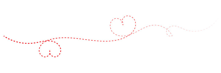 Hand drawn heart line art banner background transparent isolated