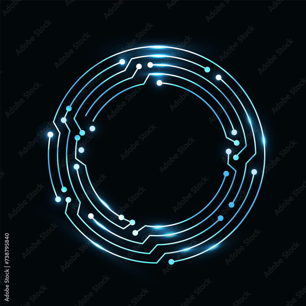 Aufkleber circuit board circle frame. abstract digital round frame, hardware board and electronic motherboard 