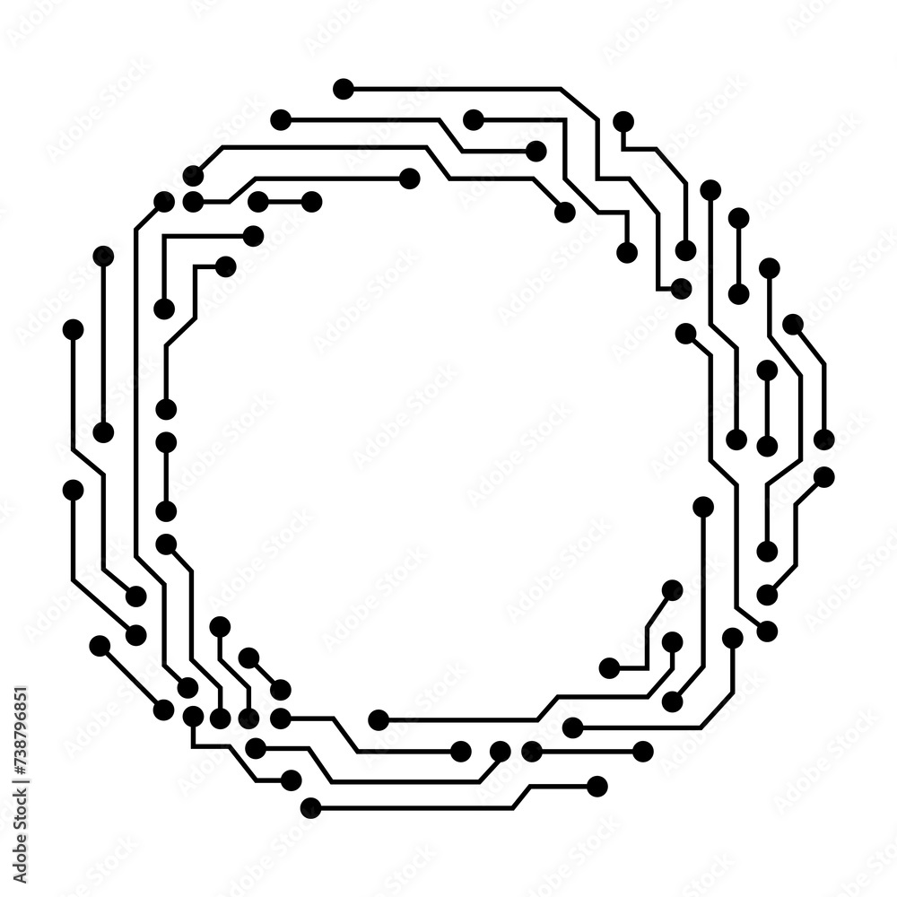 Aufkleber circuit board circle frame. abstract digital round frame, hardware board and electronic motherboard 