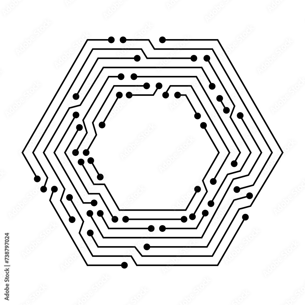Aufkleber circuit board circle frame. abstract digital round frame, hardware board and electronic motherboard 