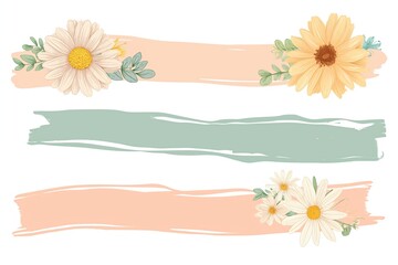 Collection of hand-painted watercolor flowers and abstract brush strokes in a pastel palette, perfect for spring designs