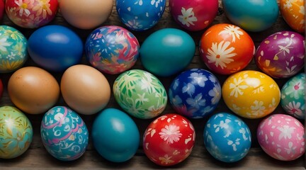 Fototapeta na wymiar Easter colourful eggs background 