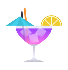Bright summer cocktail icon with ice. Minimalistic vector illustration