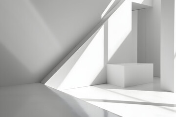 a white room with a shadow on the floor