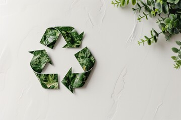 a recycle symbol made of leaves