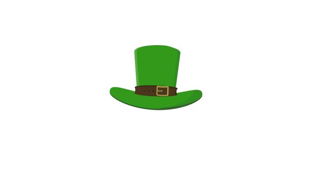 Saint Patrick's Day hat animated St Patrick's Day hat happy Saint Patrick's Day hat and clover leaf 4k looping