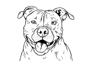 dog face logo in line art style. vintage or retro style design. coloring pages, color paged worksheet