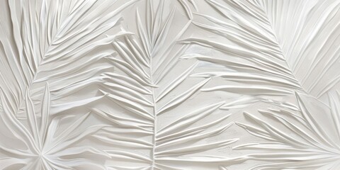 palm leaves wallpaper in white, with the effect of a hand drawing - obrazy, fototapety, plakaty