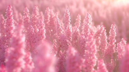 Soft pink blossoms shimmering in the radiant glow of morning light