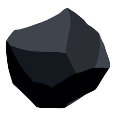 Coal black mineral resources. Pieces of fossil stone. Polygonal shape. Black rock stone of graphite or charcoal. Energy resource charcoal icon