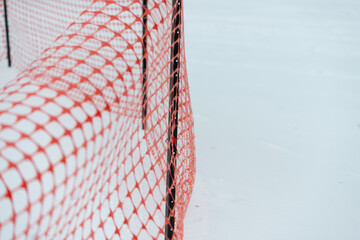 synthetic snow fence with metal posts