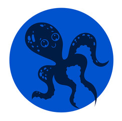 Octopus character isolated on white background. Vector graphic design illustration
