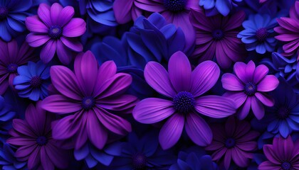 Purple and Dark Blue Flowers Pattern background