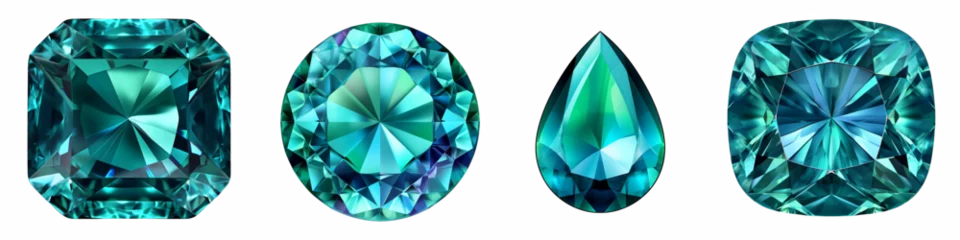 Poster Blue-Green Alexandrite Gemstone clipart collection, vector, icons isolated on transparent background © DigitalParadise