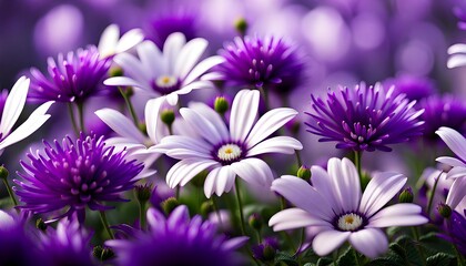 Obraz premium Purple and White Flowers Pattern Background