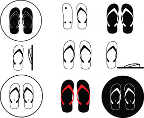 Slippers Set Icon, Vector Illustration