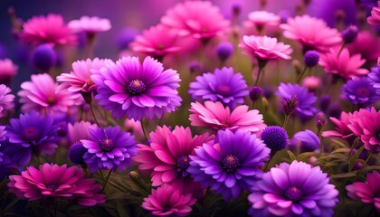Obraz premium Purple and Pink Flowers Pattern Background