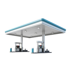 Contemporary Petrol Station Canopy Isolated on white Background