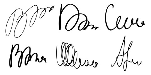 set of hand drawn fake signatures for your papers, documents.jpg - obrazy, fototapety, plakaty