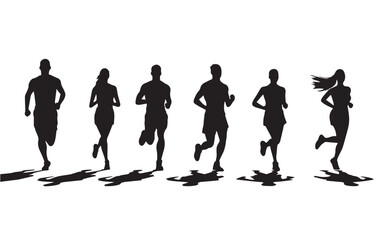 Fototapeta na wymiar Marathon Runners silhouette