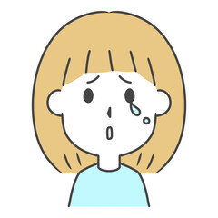 悲しむ女性　上半身　イラスト