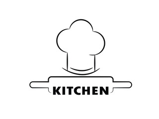 Kitchen Chef Logo Design with rolling pin vector isolated.