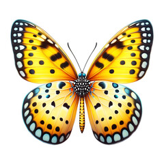 Naklejka premium Butterfly with spotted wings isolated on transparent background, flat vector logo of a butterfly 