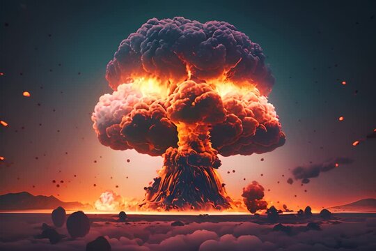 Nuclear explosion after dropping a nuclear bomb