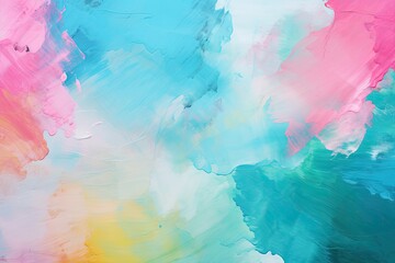 A bright blue, pink and green painted background