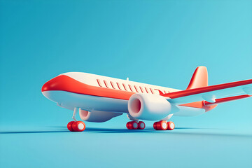 Naklejka premium Minimal Aeroplan with clouds - Ai Generated