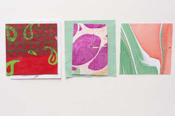 decorative paper samples on blank paper