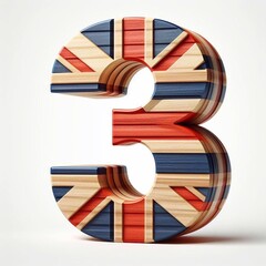 3 digit United Kingdom letters shape 3D wooden Lettering Typeface. AI generated illustration