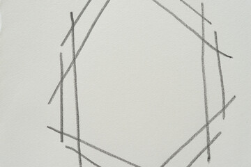 abstract shape (hexagonal) composed of graphite lines