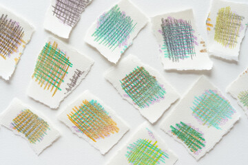 set of color pencil patchwork samples